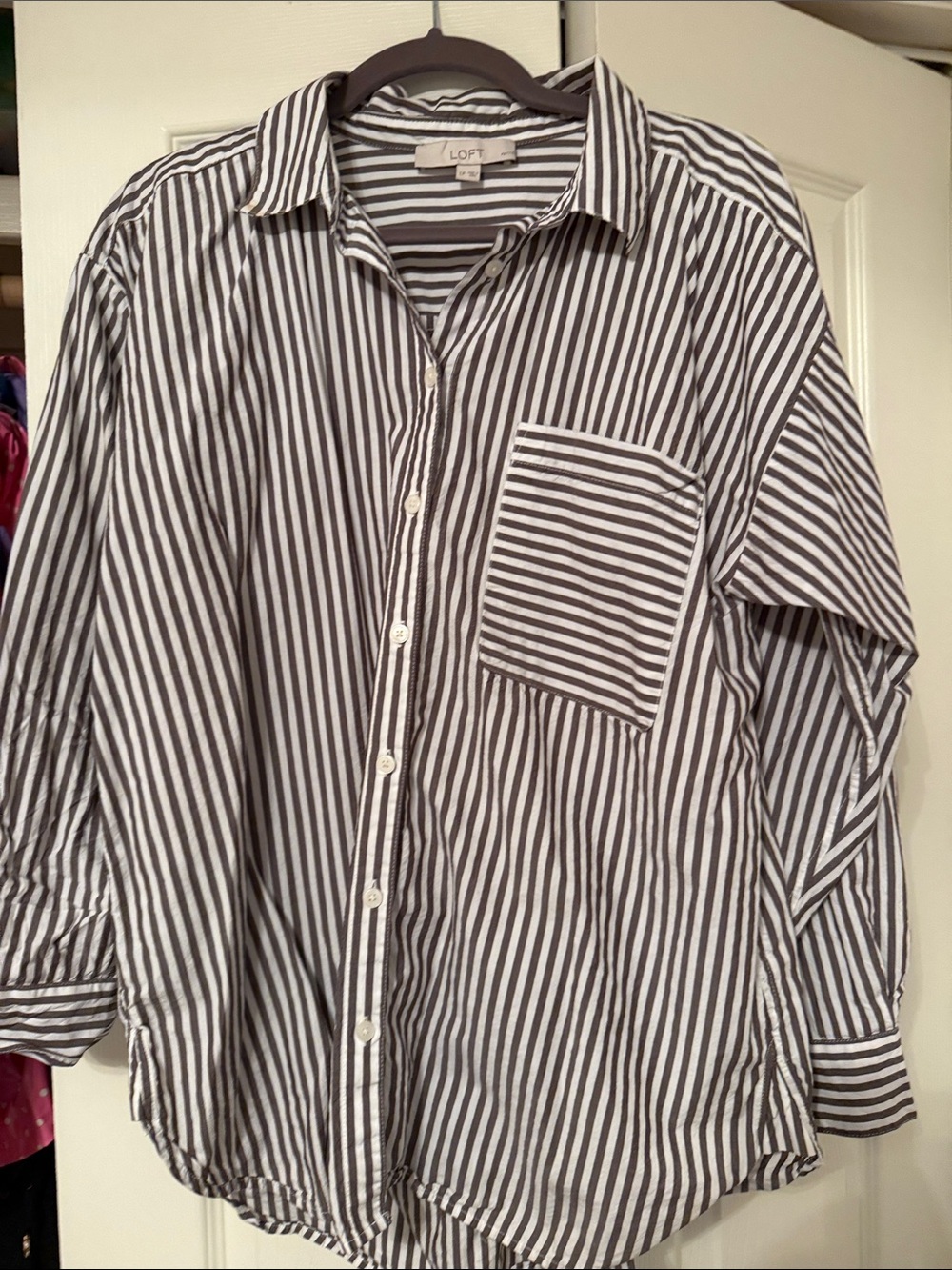 LOFT women’s Vertical Stripe Button-Down Shirt